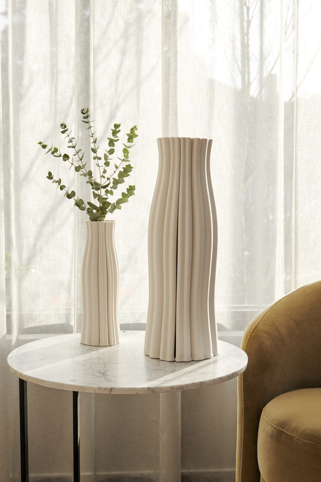 Ava White Vase Short | 28cm-Suzie Anderson Home