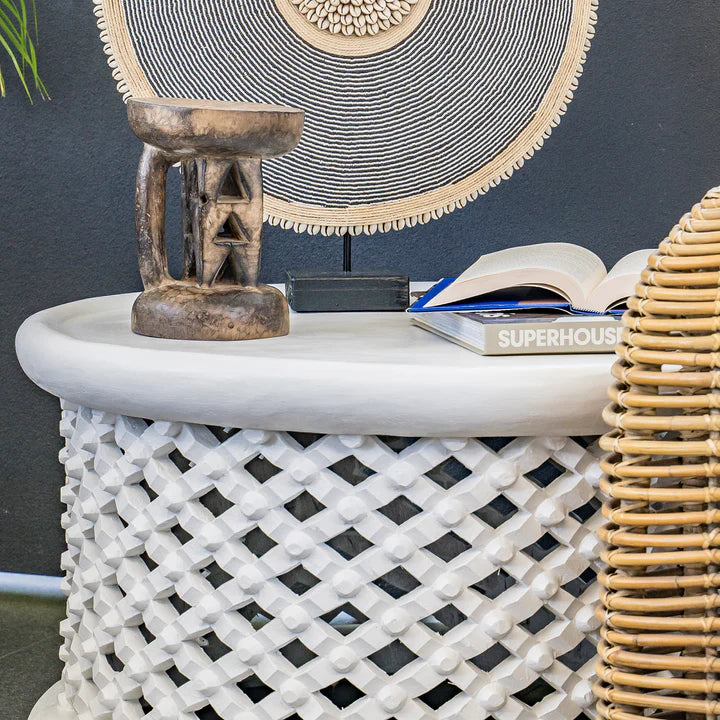 Bamileke Table | White | approx W40cm-Suzie Anderson Home