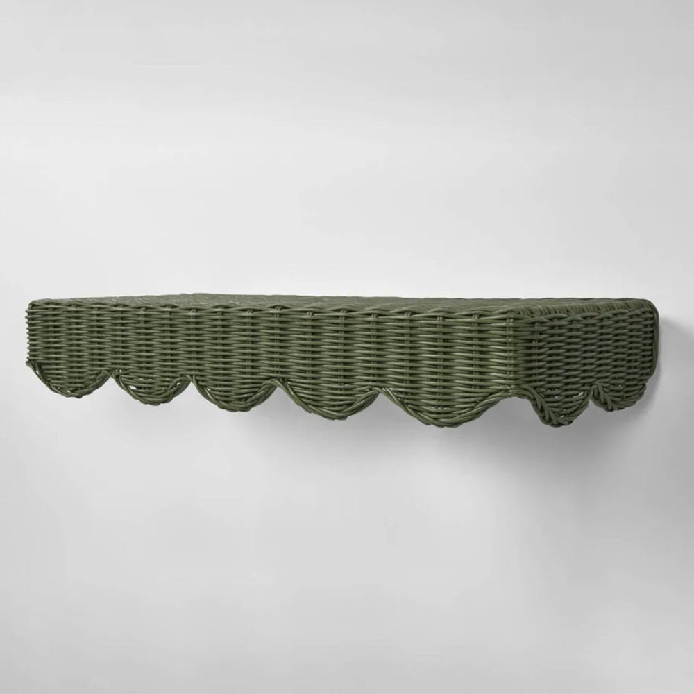 Beau Rattan Wall Shelf | 60cm | Green-Suzie Anderson Home