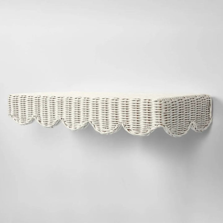 Beau Rattan Wall Shelf | 60cm | White-Suzie Anderson Home