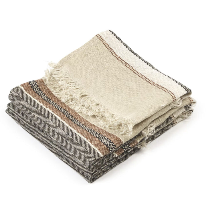 Belgian Libeco Linen Guest Towel | Beeswax Stripe