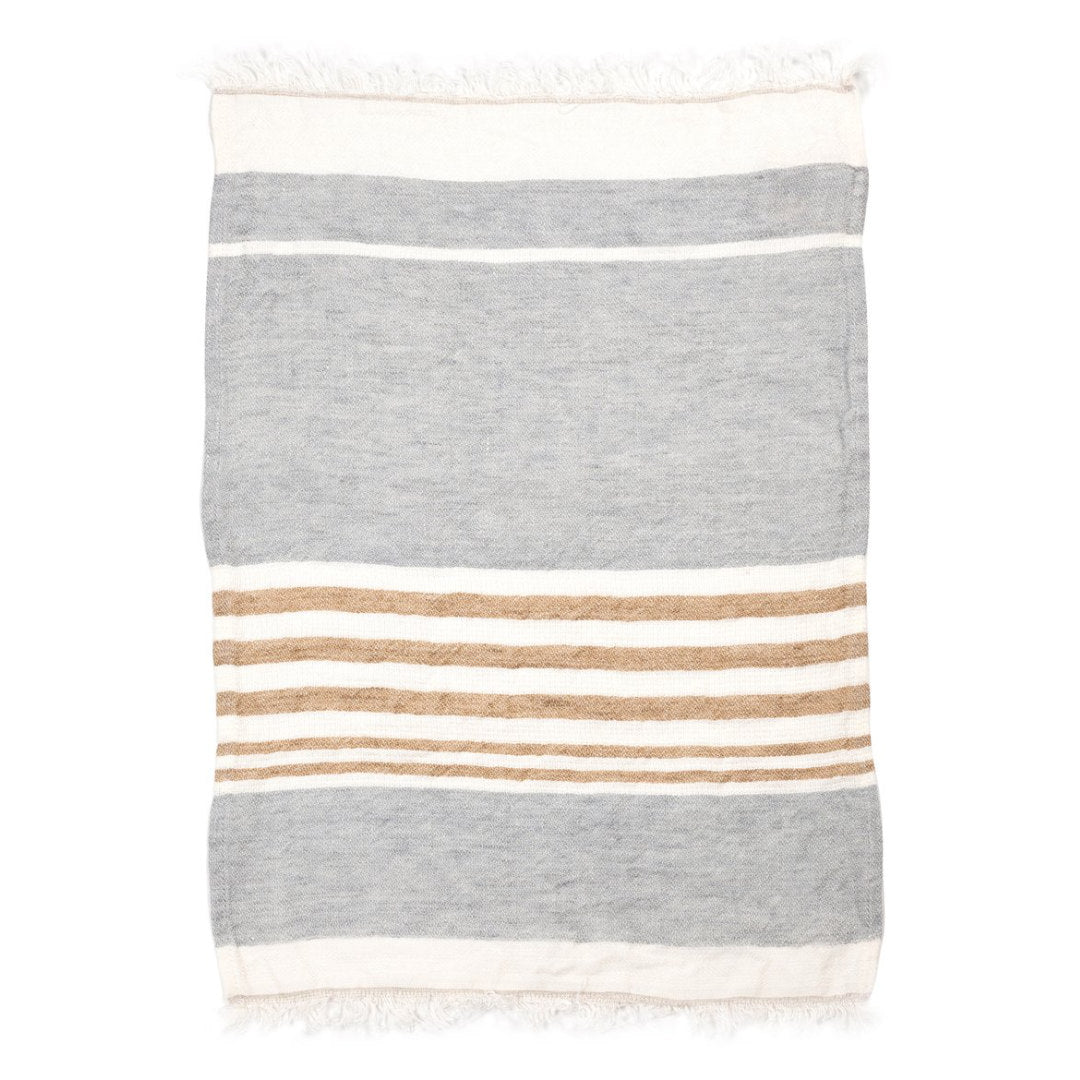 Belgian Fouta Linen Towel | Ash Stripe-Suzie Anderson Home