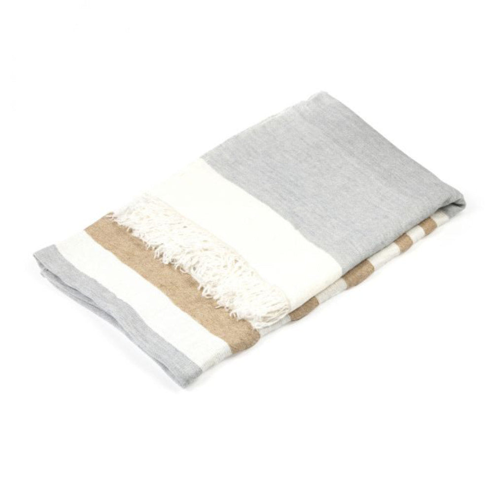 Belgian Fouta Linen Towel | Ash Stripe-Suzie Anderson Home