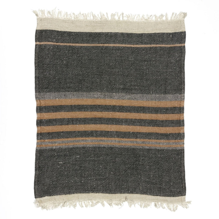 Belgian Linen Guest Towel | Black Stripe-Suzie Anderson Home