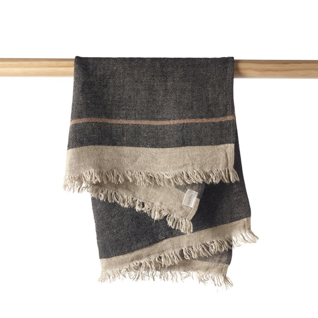 Belgian Linen Guest Towel | Black Stripe-Suzie Anderson Home