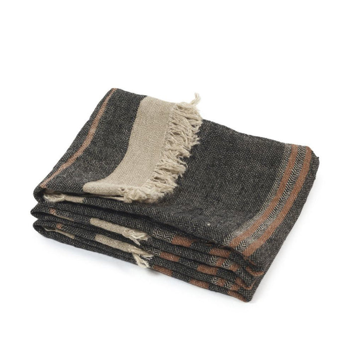 Belgian Linen Guest Towel | Black Stripe-Suzie Anderson Home