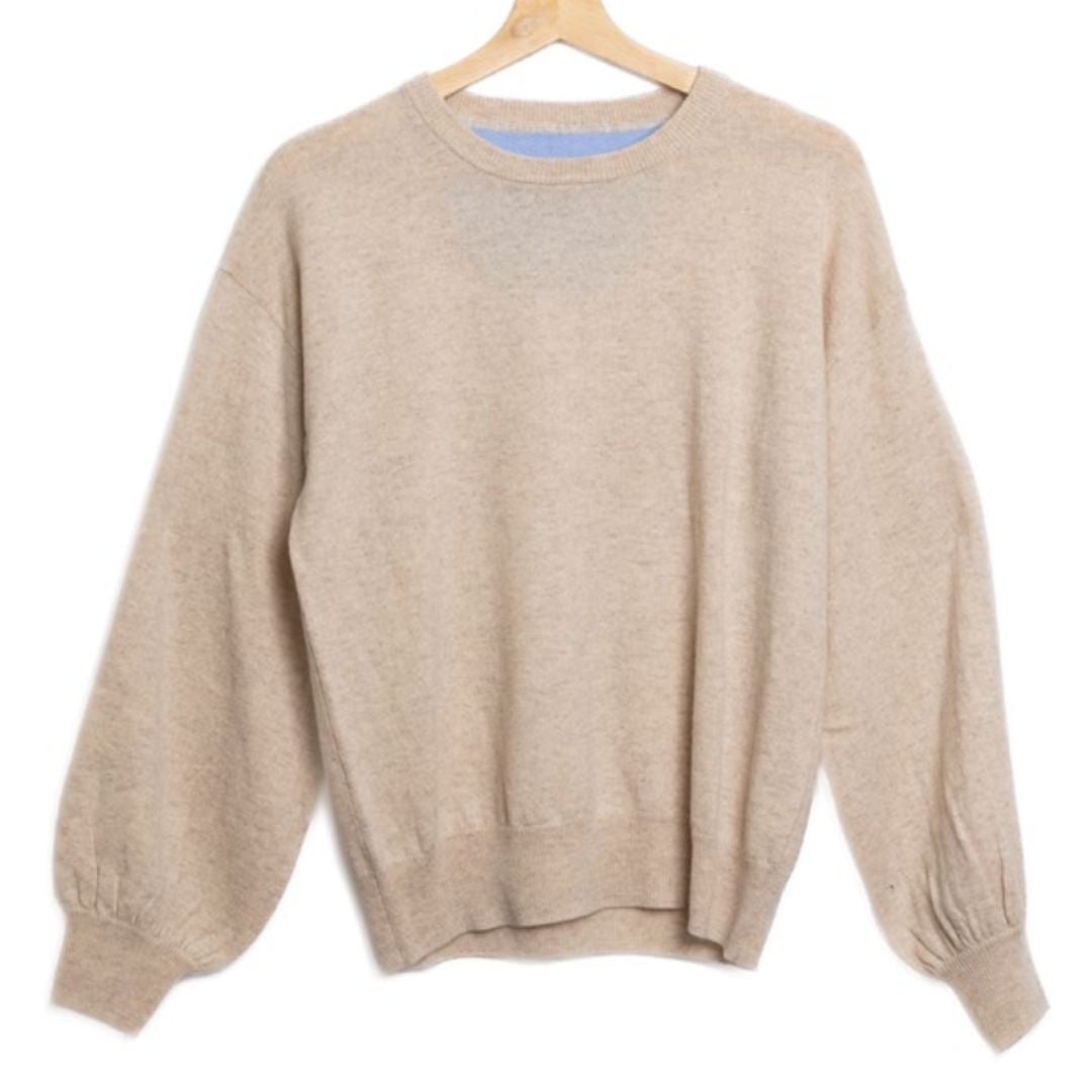 Bow | Bell Sleeve Crew Jumper | Cashmere Merino | Oatmeal