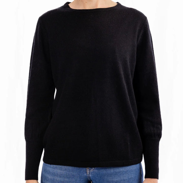 Bow | Bell Sleeve Crew Jumper | Cashmere Merino | Black