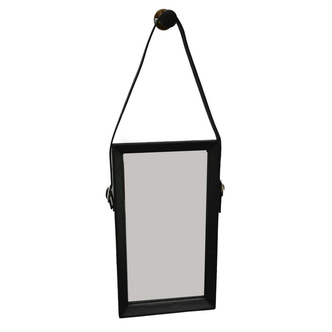 Black Leather Rectangular Mirror-Suzie Anderson Home