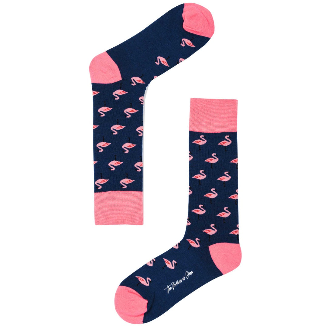 Blue Island Flamingo Cotton Blend Socks-Suzie Anderson Home