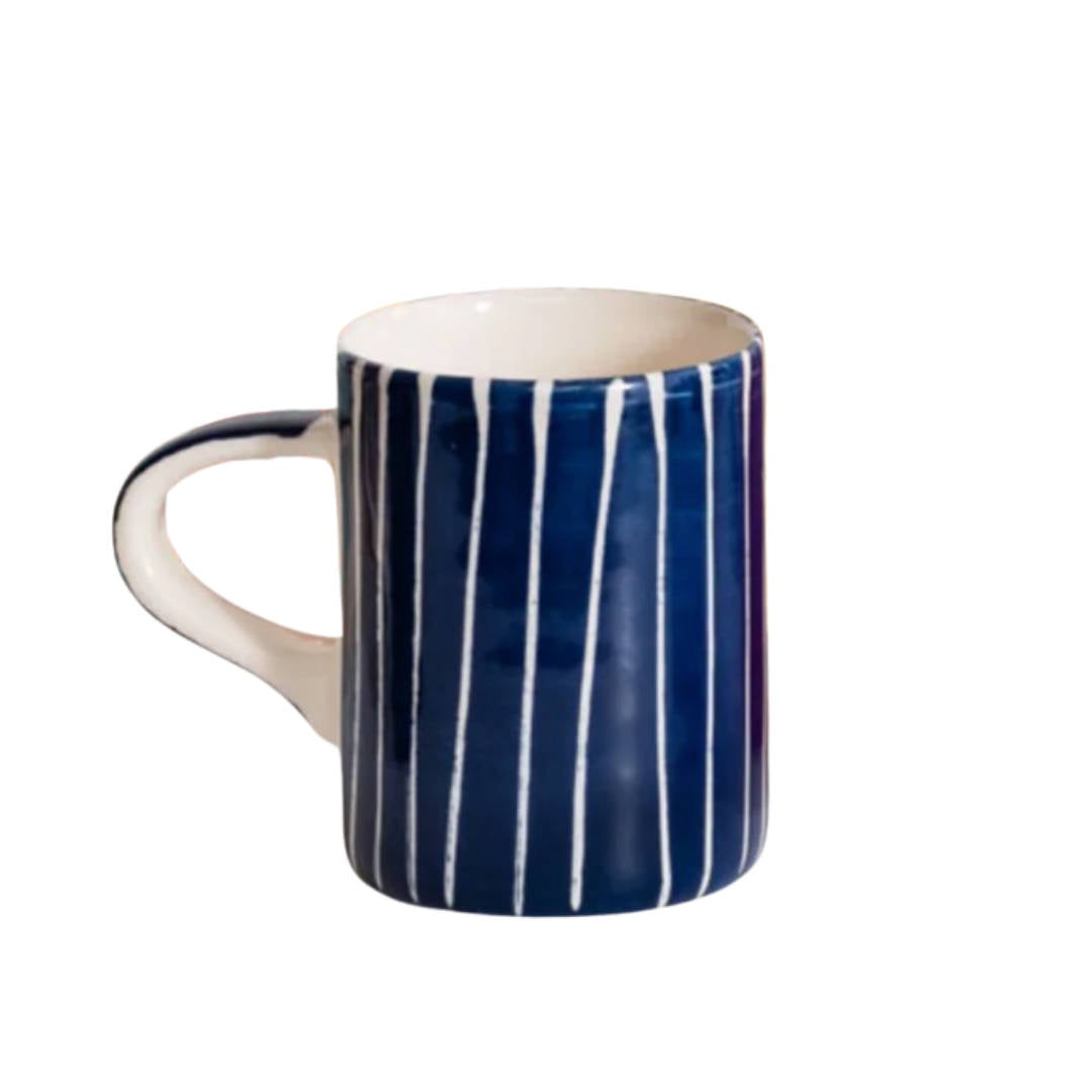 Musango | Espresso Mug | Sgraffito Blue Stripe-Suzie Anderson Home