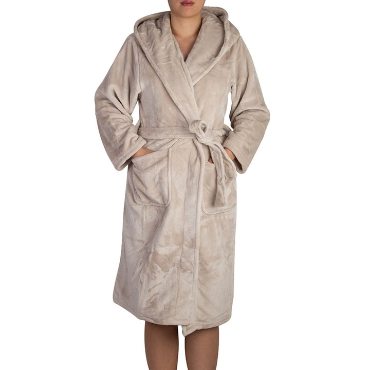 Brogo Hooded Bathrobe | Micro Mink | Sand-Suzie Anderson Home