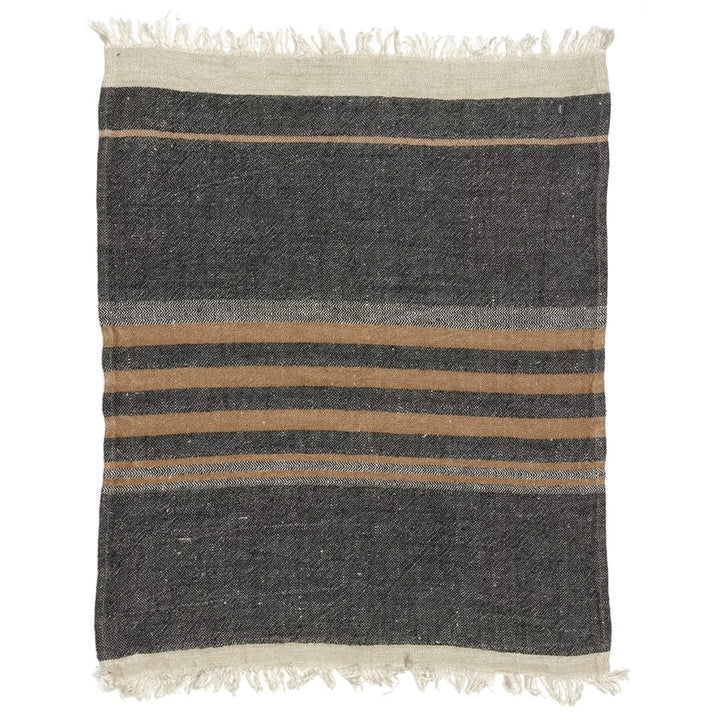 Belgian Libeco Linen Guest Towel | Black Stripe