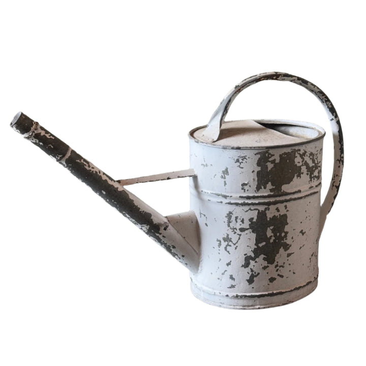 Vintage Metal Watering Can | White (BOWRAL)-Suzie Anderson Home