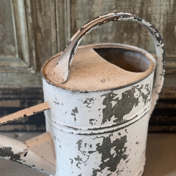 Vintage Metal Watering Can | White (BOWRAL)-Suzie Anderson Home