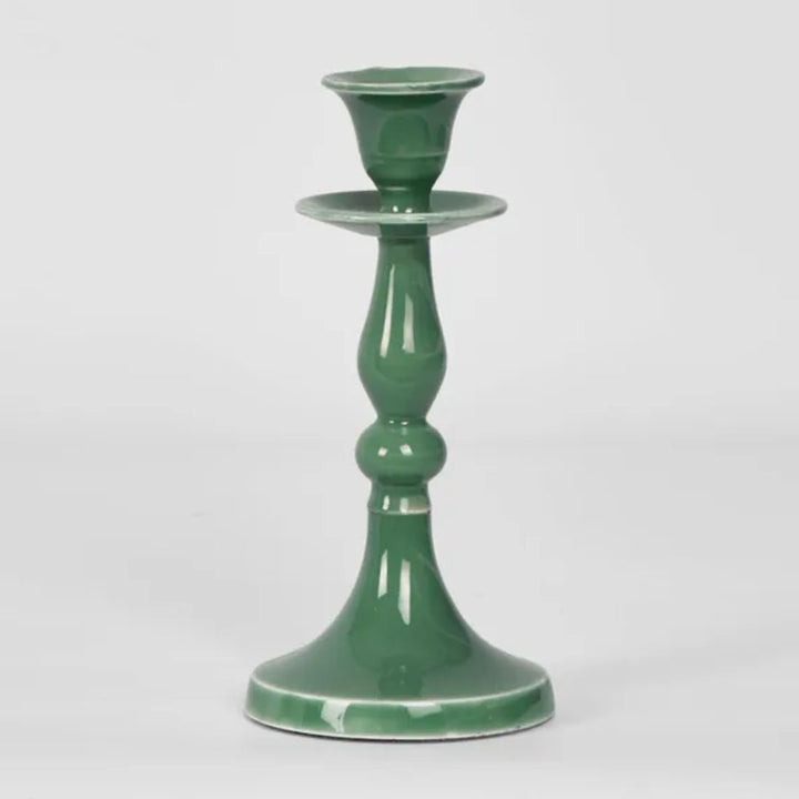 Simione Enamel Candle Stand | Green