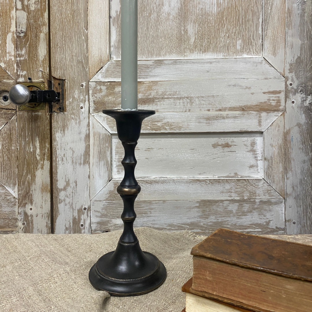 Candlestick with Bead Base | Black | Atelier De Thiers-Suzie Anderson Home