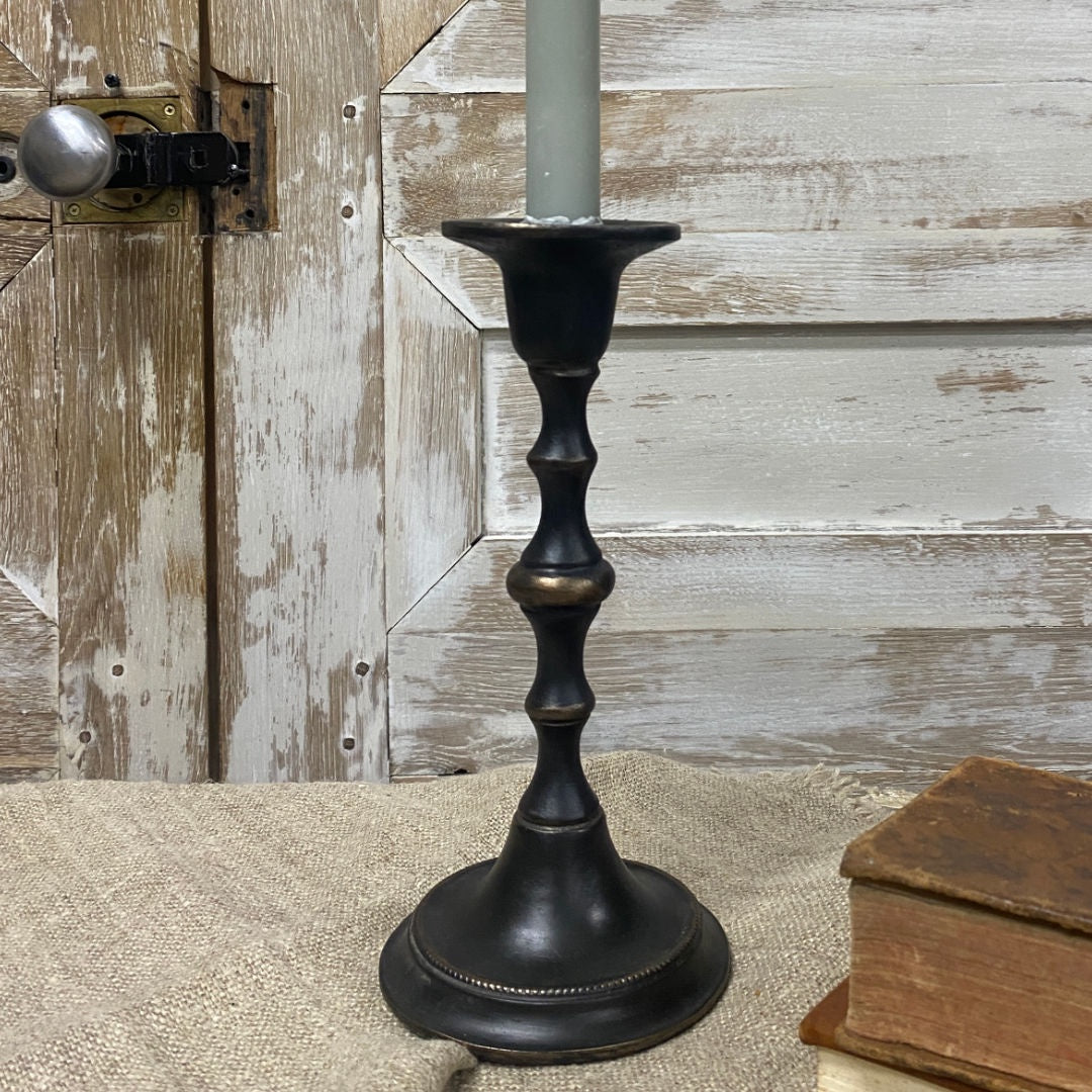 Candlestick with Bead Base | Black | Atelier De Thiers-Suzie Anderson Home