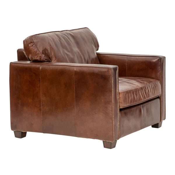 Chandler Aged Leather Armchair | Top Grain Cow Leather-Suzie Anderson Home