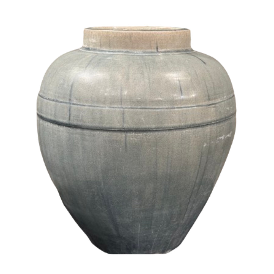 Chinese Pale Blue Stripe Ceramic Vase | Large-Suzie Anderson Home