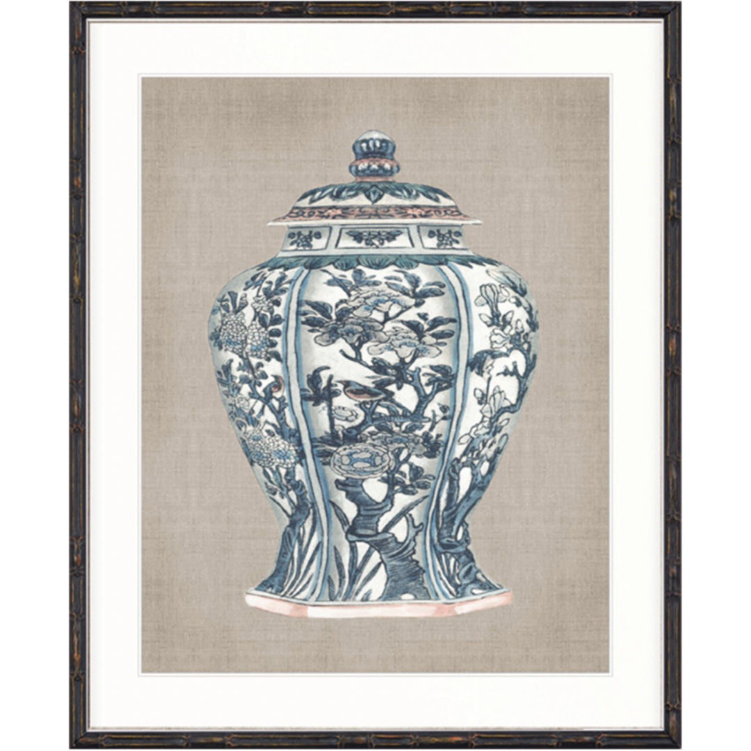Chinoiserie Urn IV | Bamboo Black Frame-Suzie Anderson Home