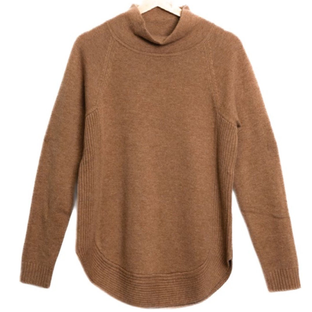 Bow | Funnel Neck Jumper | Merino Cashmere | Cinnamon