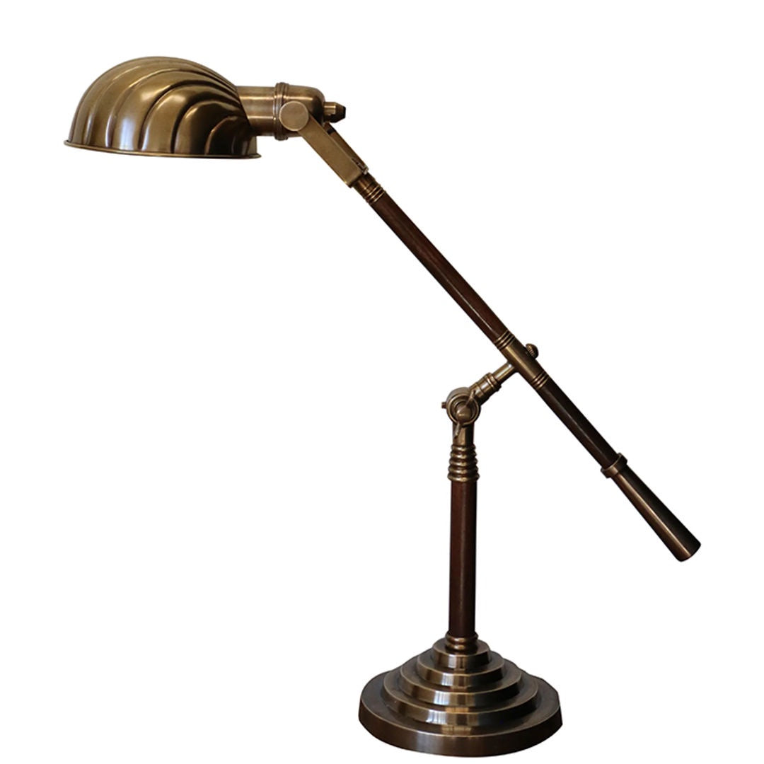 Clam Desk Lamp | Adjustable | Brass Antiqued Finish | H 67cm approx-Suzie Anderson Home