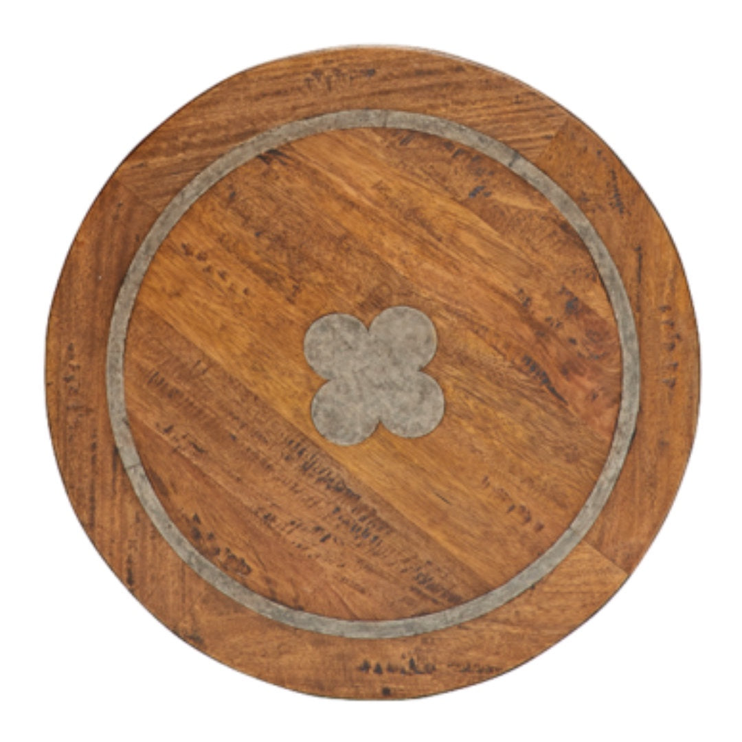 Clubbe Clover Inlay Table on Cast Iron Base | 60cmD-Suzie Anderson Home