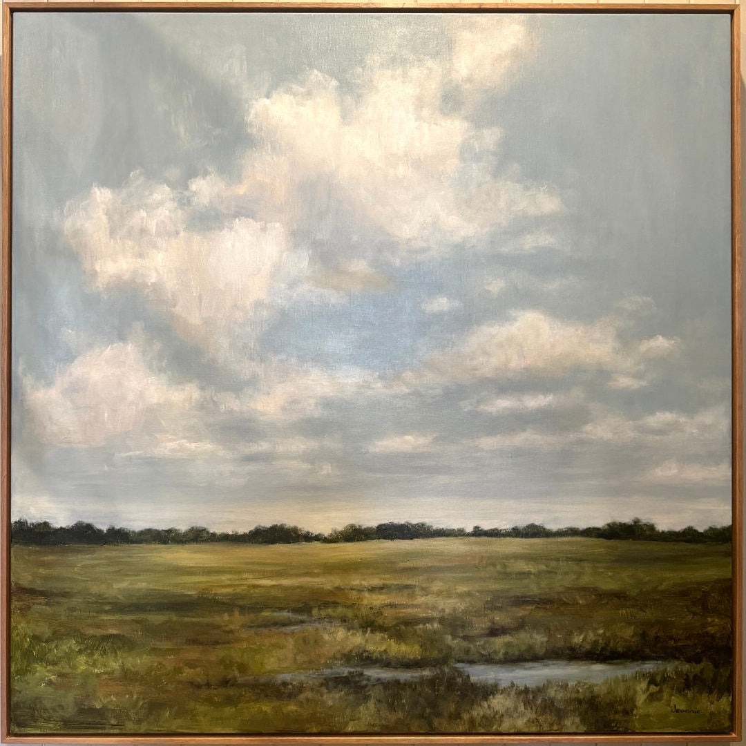 Country Landscape | Acrylic on Canvas, Oak Framed | 104 x 104cm | Jeannie Dolan-Suzie Anderson Home