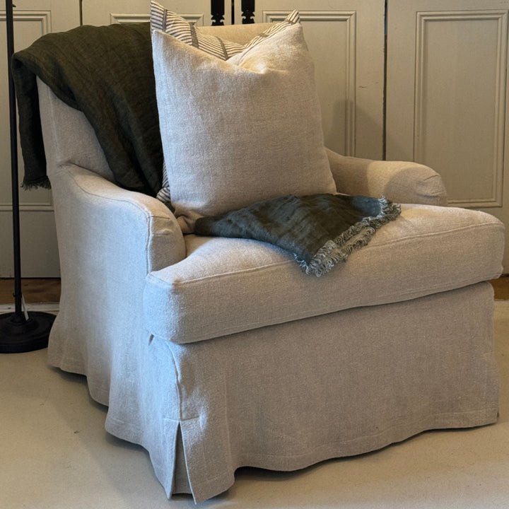 Cozette Armchair | Slip-Covered | Raffles St Tropez Natural Linen | Incl Scatter Cushion-Suzie Anderson Home