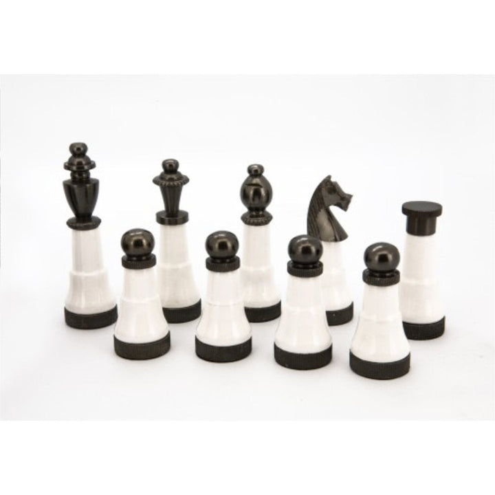 Dal Rossi Chess Set | 20" Carbon Fibre Lockable w Copper & Gunmetal Grey Pieces-Suzie Anderson Home