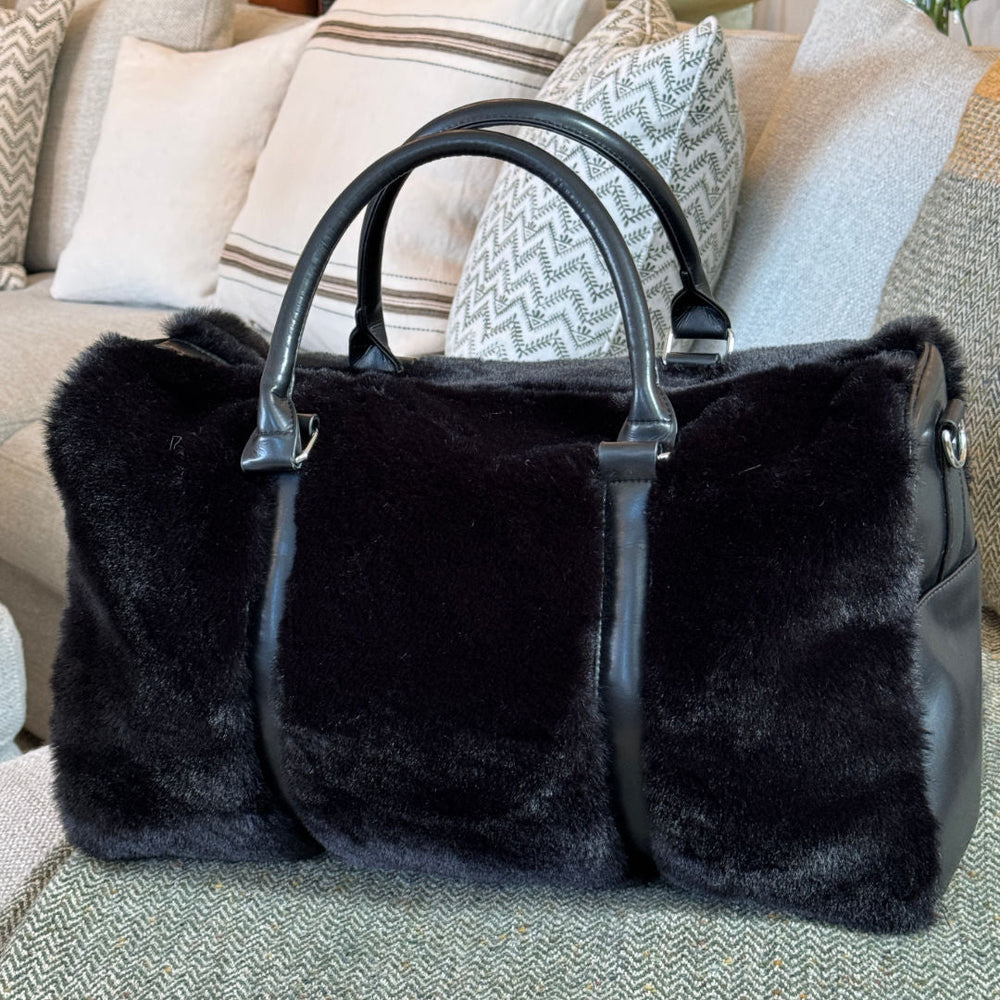 DEA | Faux Fur Overnight Bag | Black-Suzie Anderson Home