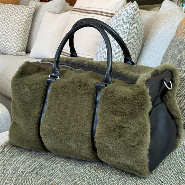 DEA | Faux Fur Overnight Bag | Olive-Suzie Anderson Home