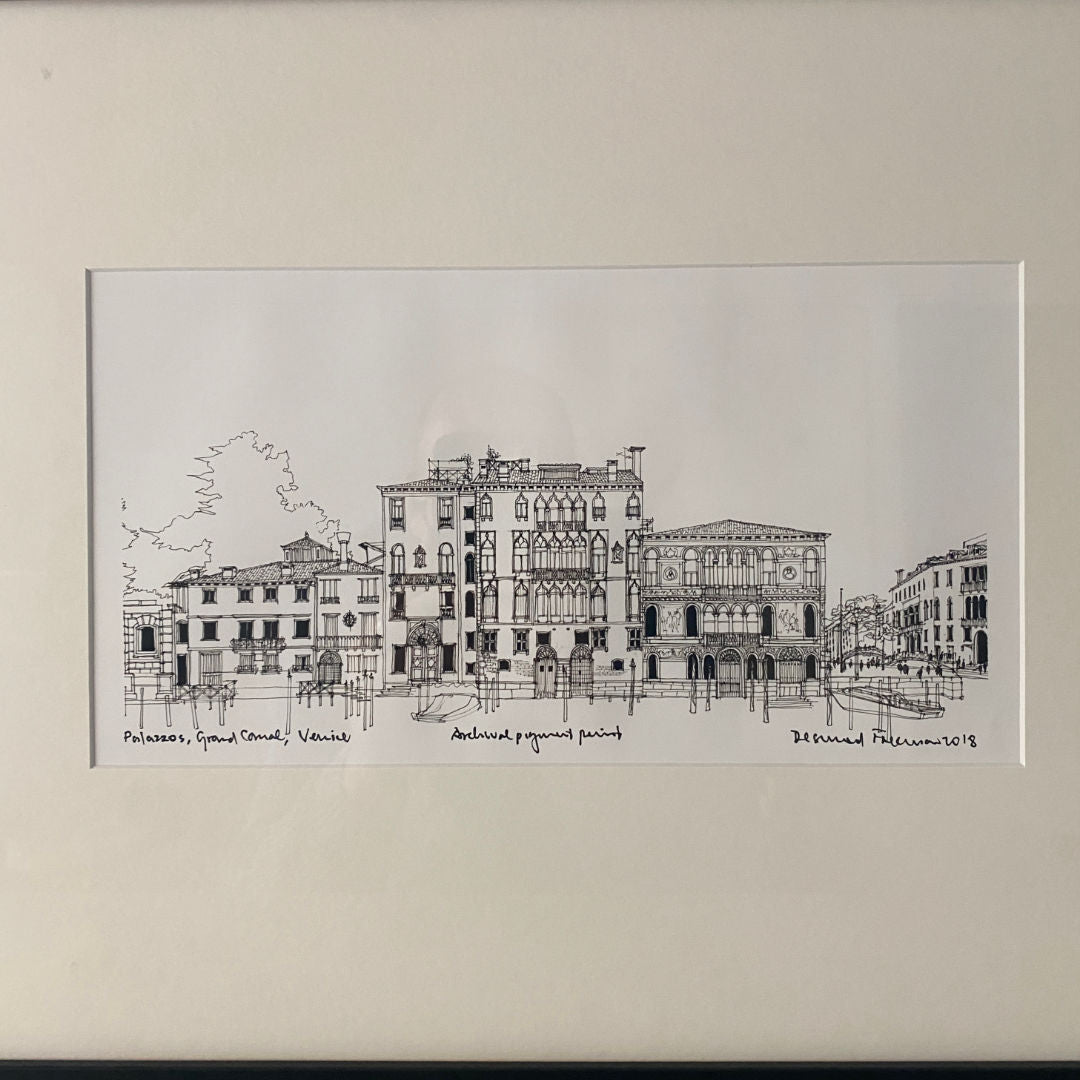 Desmond Freeman | Palazzi on Right Bank Grand Canal | A4 Signed Print-Suzie Anderson Home