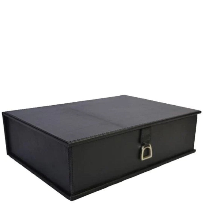 Document Box Leather with Stirrup | Black-Suzie Anderson Home