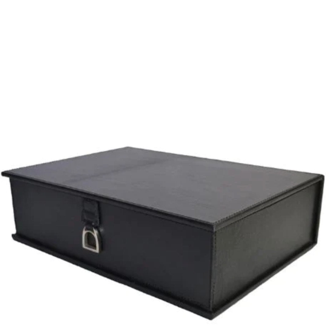 Document Box Leather with Stirrup | Black-Suzie Anderson Home
