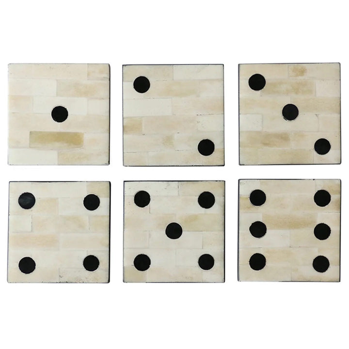 Dominoes 6pc Coaster Set | White Bone-Suzie Anderson Home