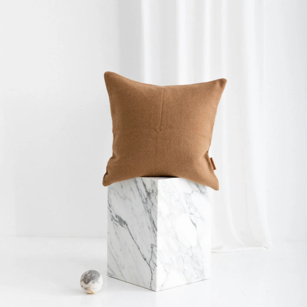 Double Hux Camel Hair Basket Weave Cushion & Insert | Camel | 55x55cm-Suzie Anderson Home