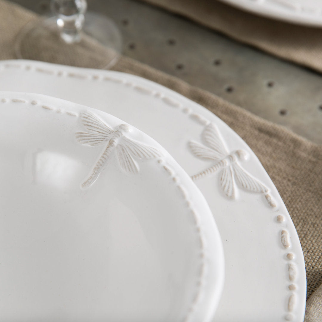 Dragonfly Stoneware | White | Lunch Plate-Suzie Anderson Home