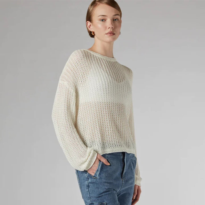 Dricoper | Amos Ivory Crochet Knit Top-Suzie Anderson Home