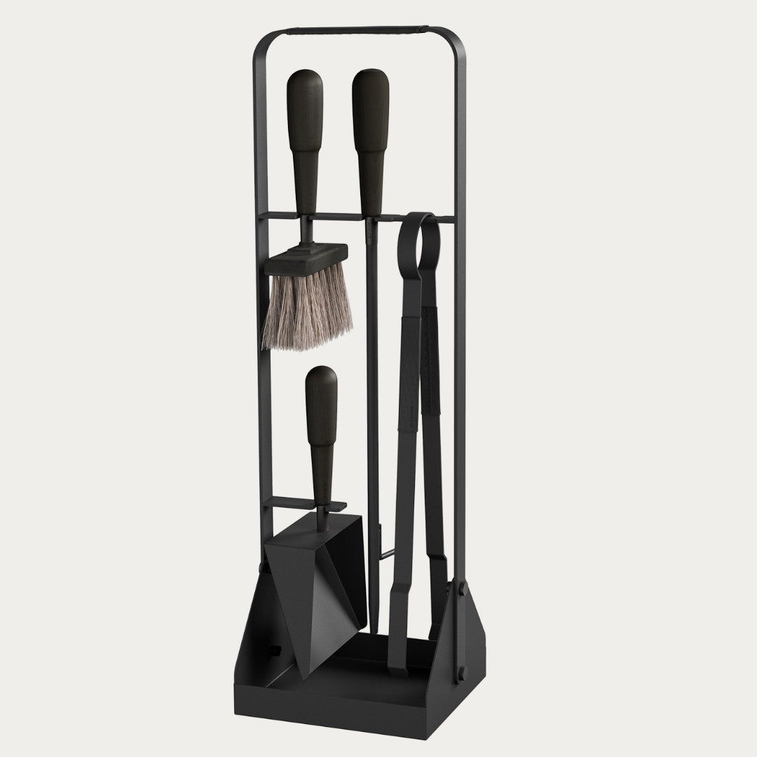 Eldvarm Emma Fire Set | Noir with Black Leather-Suzie Anderson Home