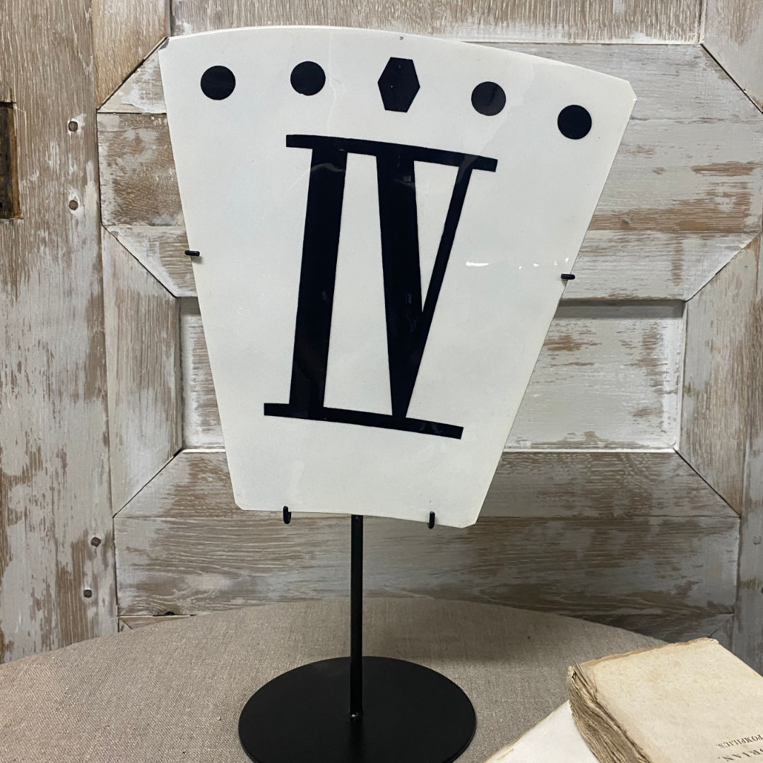 Enamel Roman Numeral Plates on Stand - IV-Suzie Anderson Home