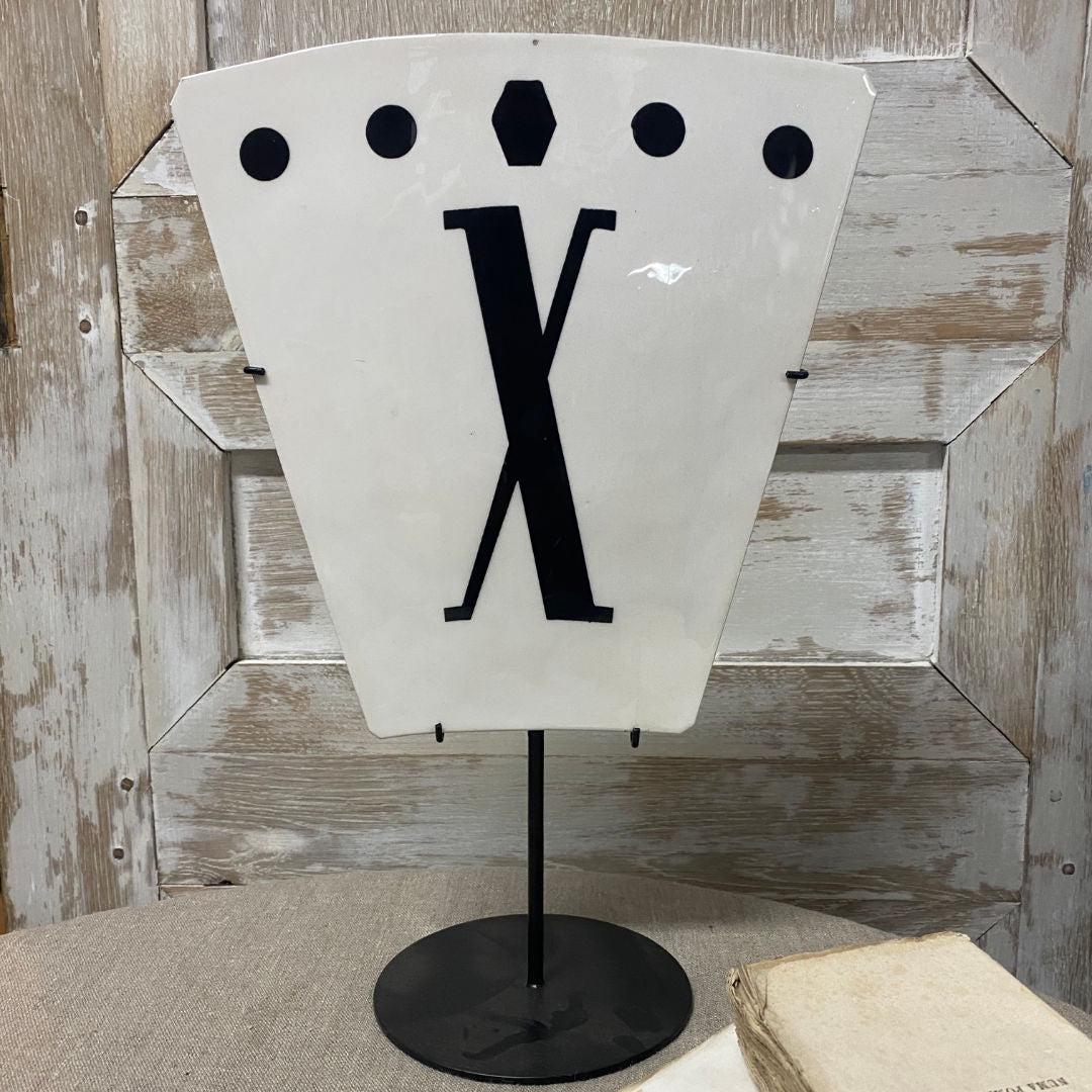 Enamel Roman Numeral Plates on Stand - X-Suzie Anderson Home