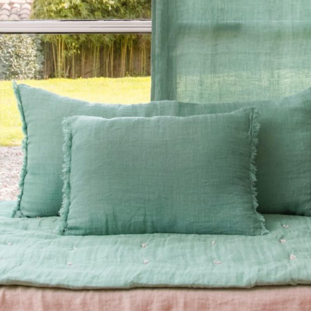 Etamine | Cushion Cover & Insert  40x55cm | Double Linen Cotton | Celadon-Suzie Anderson Home