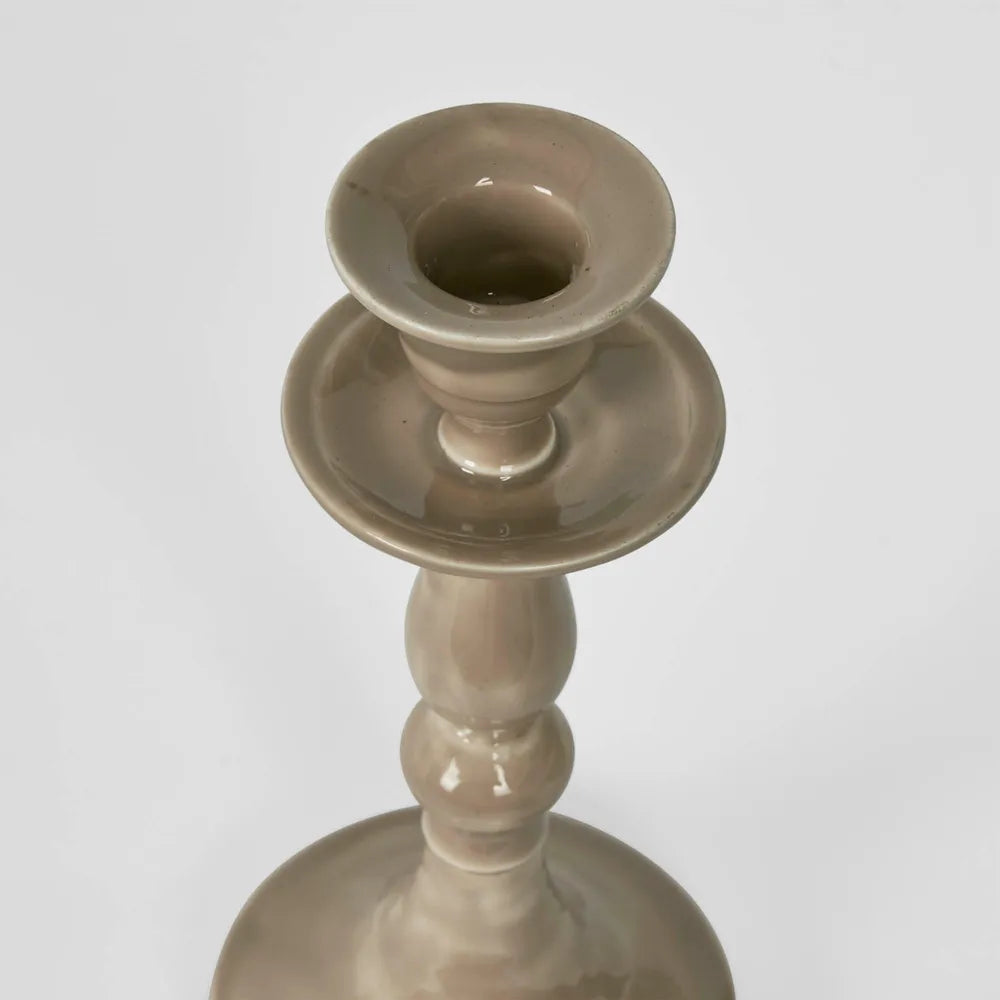 Simione Enamel Candle Stand | Taupe-Suzie Anderson Home