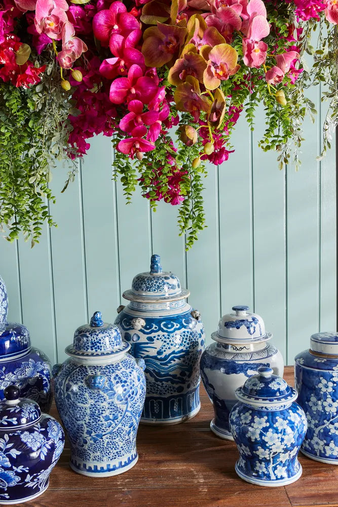 Suri Lidded Blue & White Porcelain Jar