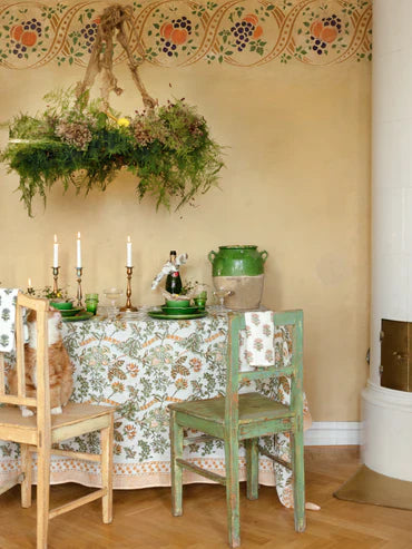 Floral | Ochre | Linen Tablecloth-Suzie Anderson Home