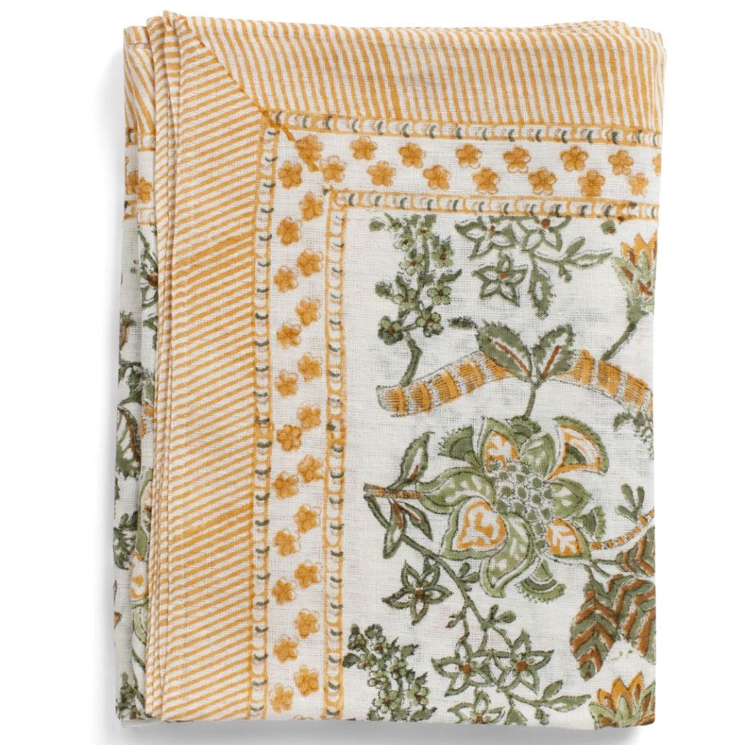 Floral | Ochre | Linen Tablecloth-Suzie Anderson Home