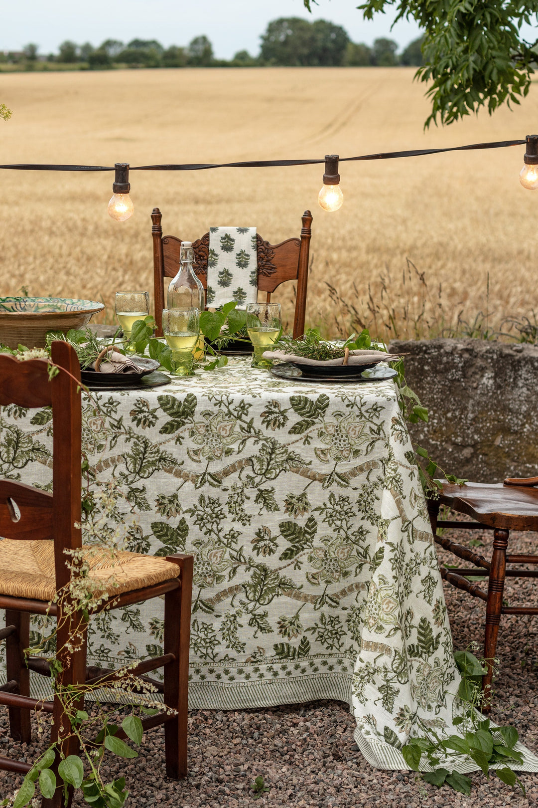 Floral | Olive | Linen Tablecloth-Suzie Anderson Home