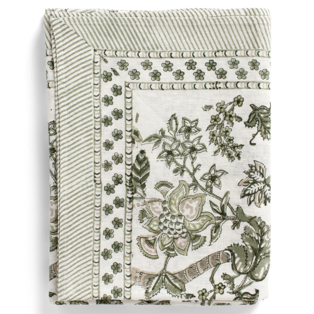 Floral | Olive | Linen Tablecloth-Suzie Anderson Home